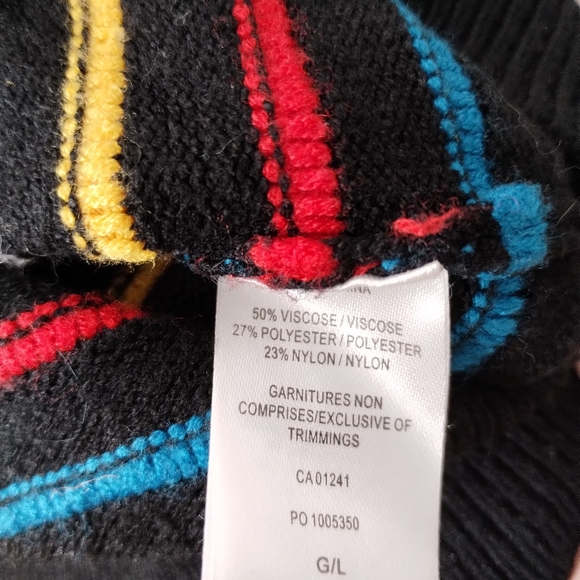 TWIK Multicolor Candy Stripe Sweater SIMONS Geometric Knit Pullover Top Comfy L - Picture 3 of 4